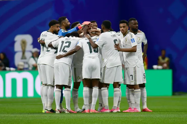 Saudi Arabia players before the match against Spain