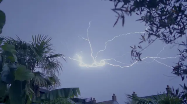 forked lightning over Lyme Regis, Dorset