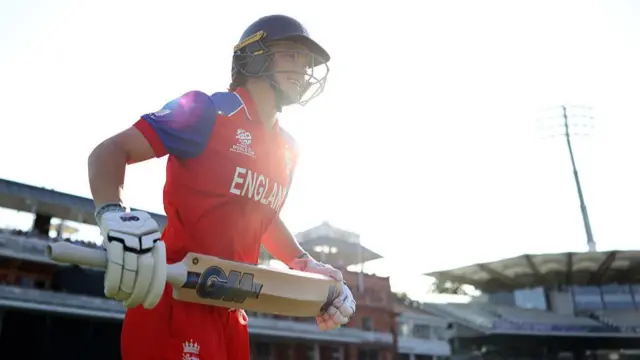Amy Jones batting for England at the Women's T20 World cup