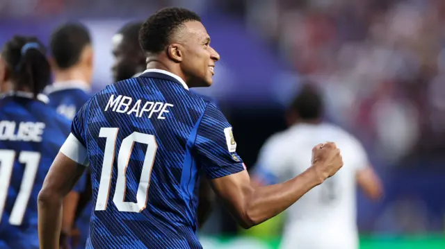 Kylian Mbappe clenches his fist