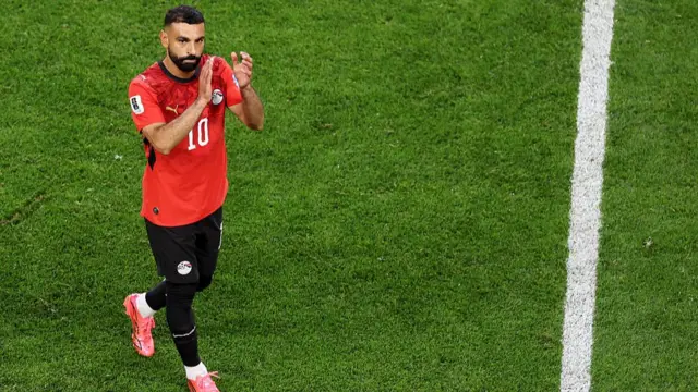 Mohamed Salah reacts after being substituted