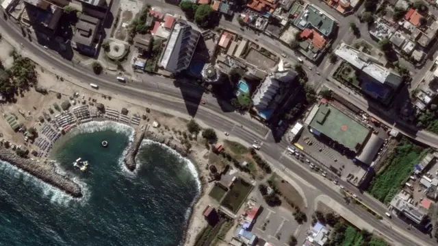 A satellite image shows structures in Caraballeda, Venezuela, before the earthquakes that hit the country