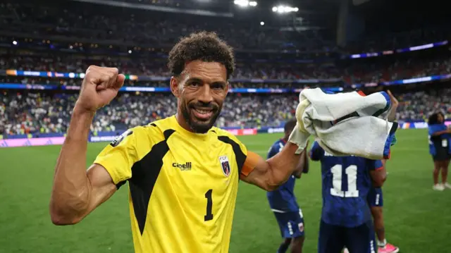 Cape Verde keeper Vozinha celebrated their qualification for the last 32