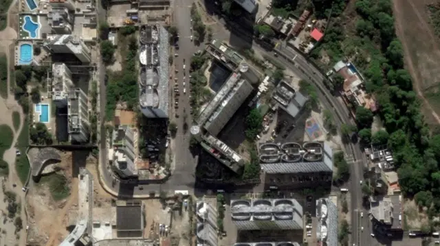 A satellite image shows high-rises in Caraballeda, Venezuela, before the earthquakes that hit the country