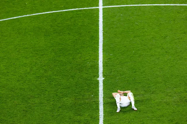 Shojae Khalilzadeh #4 of IR Iran lies on the ground after the FIFA World Cup 2026 Group G match against Egypt at Seattle Stadium on June 26, 2026 in Seattle, Washington.