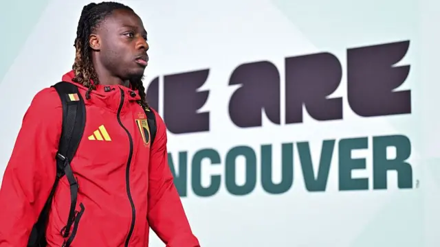 Jeremy Doku arrives at BC Place for the Belgium game against New Zealand