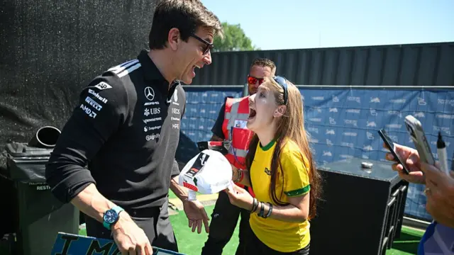 Toto Wolff with a fan