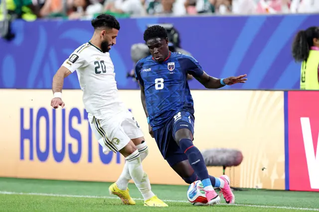 Sultan Mandash of Saudi Arabia, Joao Paulo of Cape Verde during the World Cup match between Cape Verde v Saudi Arabia at the Houston Stadium