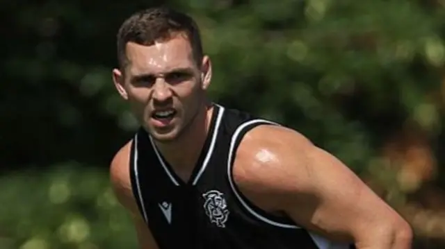 George North training with the Barbarians