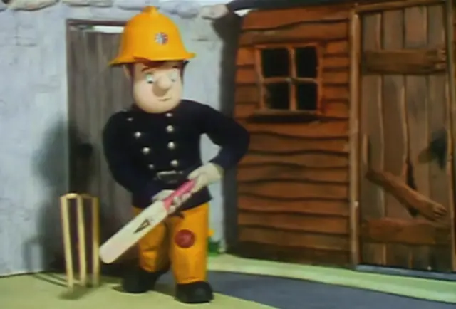 Fireman Sam playing cricket