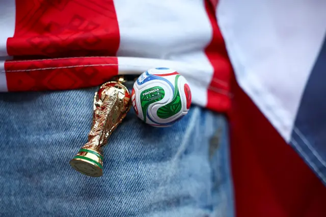 Mini World Cup trophy and World Cup ball keyring