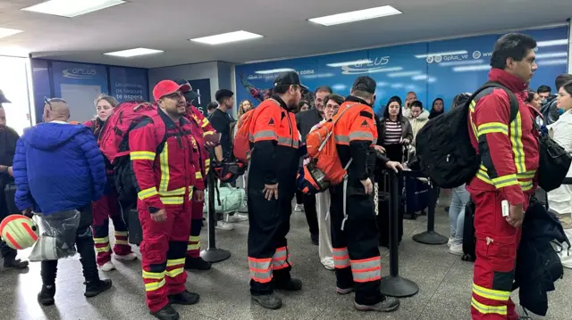 Rescue teams at airport