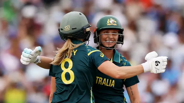 Ellyse Perry and Ash Gardner celebrate