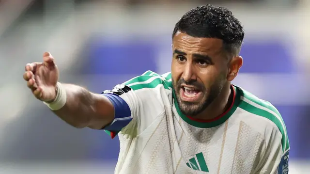 Riyad Mahrez in action for Algeria