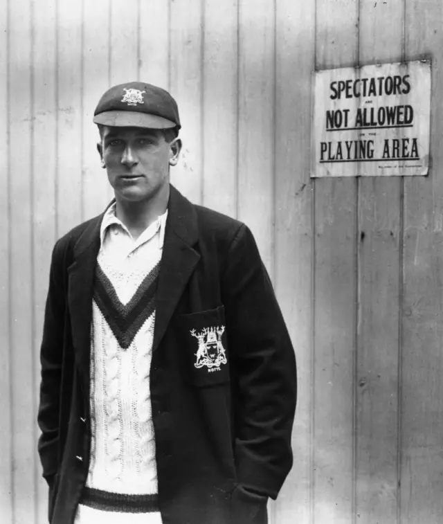 Harold Larwood in his Nottinghamshire blazer