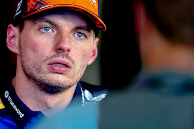 Max Verstappen looks on during his media commitments at the 2026 Austrian Grand Prix