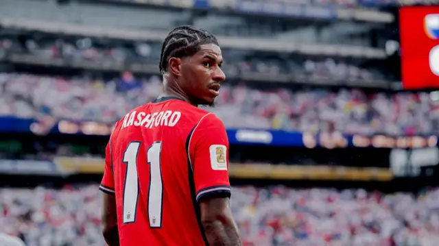 Marcus Rashford playing for England against Panama