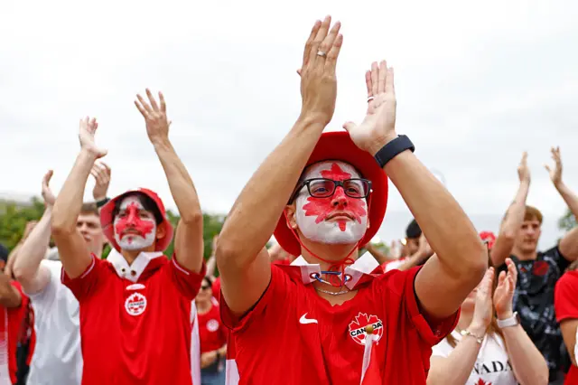 Canada fans in face paint