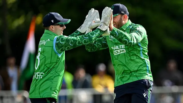Ireland celebrate a wicket