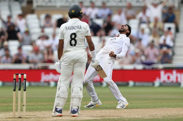 Rachin Ravindra celebrating