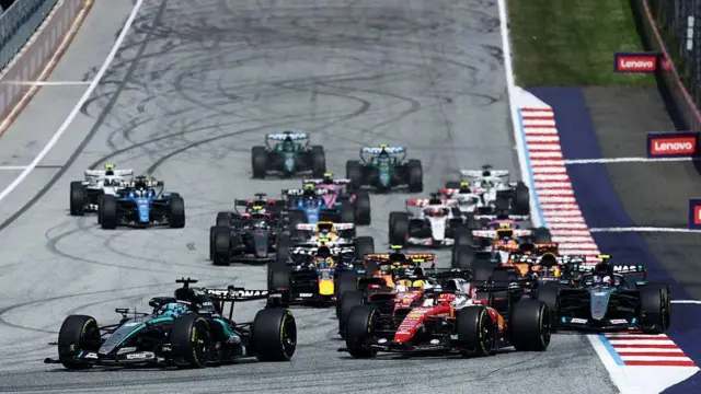 George Russell leading the Austrian Grand Prix.