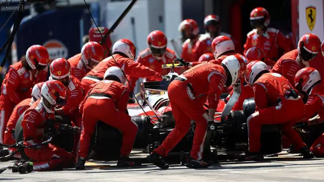 Lewis Hamilton making a pit stop