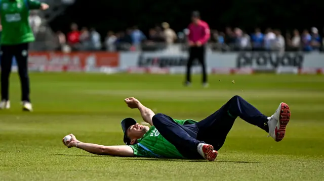 Matt Hollard take a brilliant catch to dismiss Abhishek Sharma
