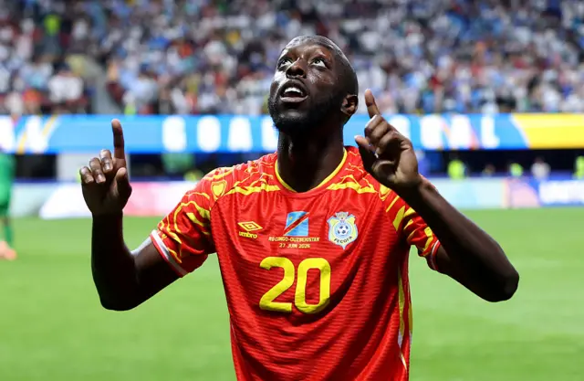 Yoane Wissa celebrates scoring for DR Congo