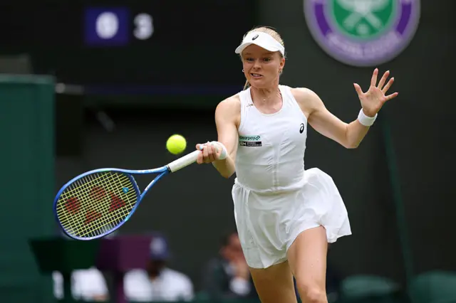 Harriet Dart of Great Britain plays a forehand