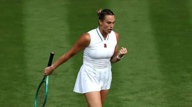 Aryna Sabalenka fist pumps