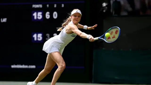 Harriet Dart of Great Britain plays a backhand