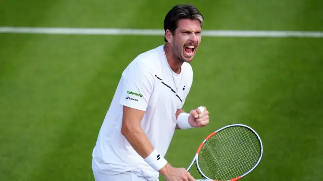 Cameron Norrie of Great Britain reacts