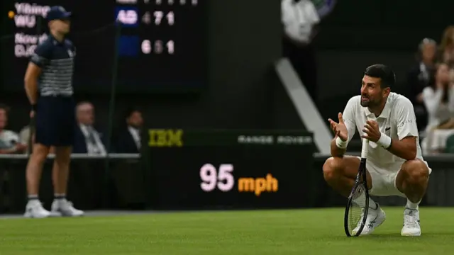 Novak Djokovic reacts