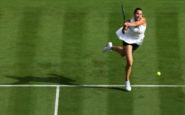 Aryna Sabalenka hits a shot