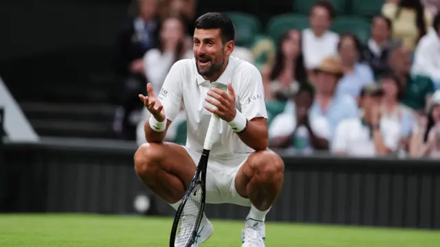 Novak Djokovic reacts