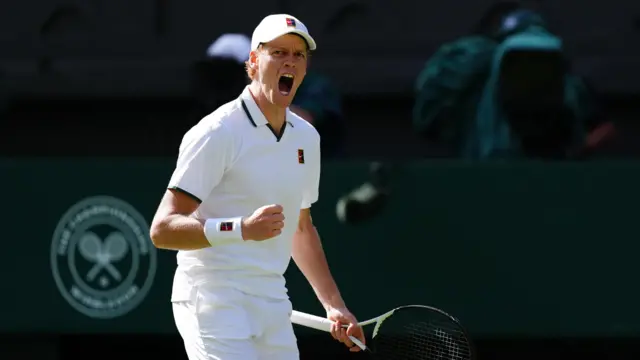Jannik Sinner of Italy reacts