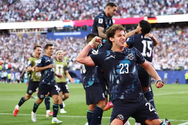 Players of Paraguay celebrate