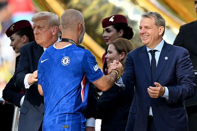 Todd Boehly, Chelsea FC owner, congratulates Enzo Maresca
