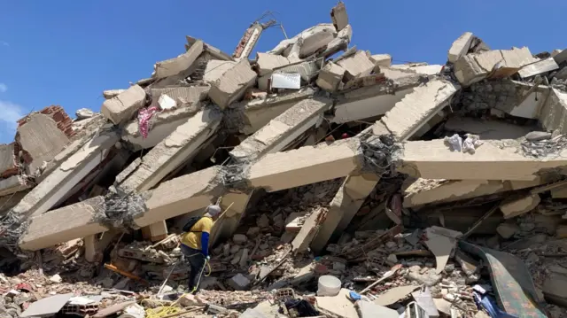 Rubble from a destroyed building in La Guaira