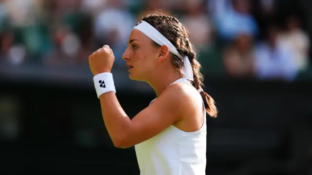 Teodora Kostovic pumps her fist