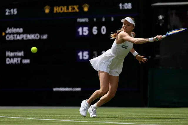 Harriet Dart hits a return shot