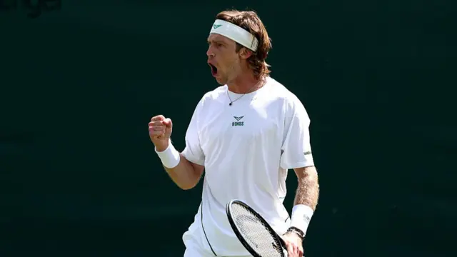 Andrey Rublev celebrates