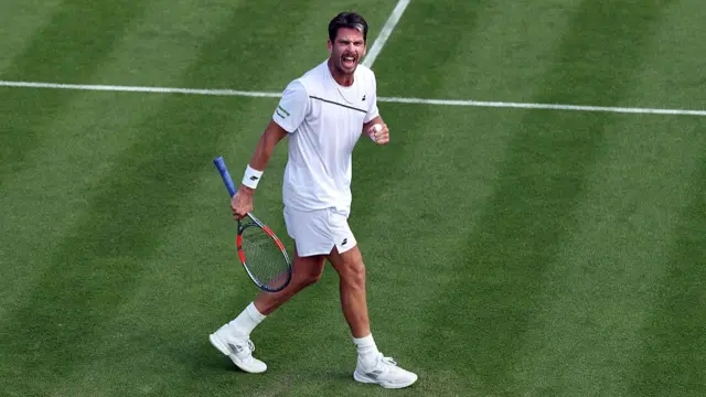 Cameron Norrie of Great Britain celebrates a point