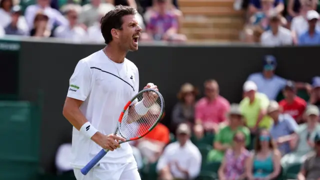Cameron Norrie of Great Britain reacts