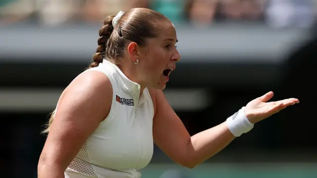 Jelena Ostapenko of Latvia reacts