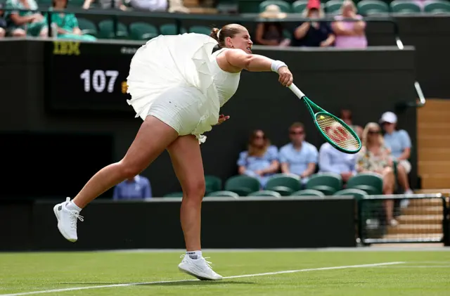 Jelena Ostapenko of Latvia serves