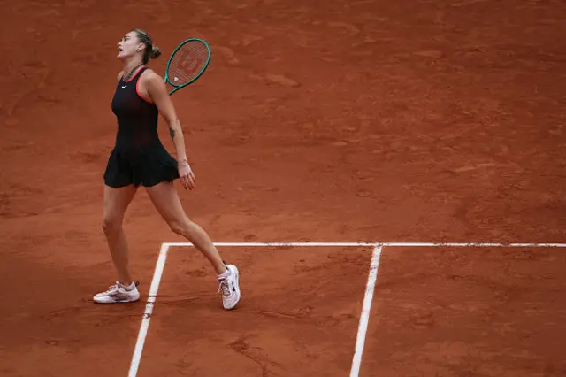 Aryna Sabalenka reacts