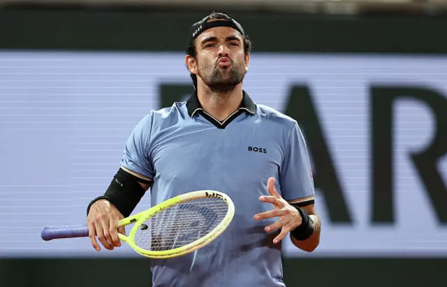 Matteo Berrettini of Italy reacts