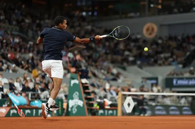 Felix Auger-Aliassime of Canada plays a forehand