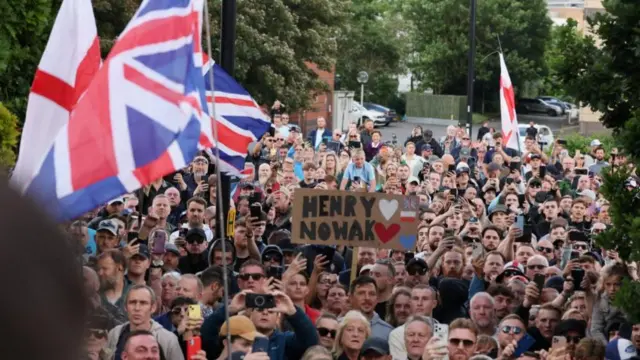 Demonstrators gather outside Southampton Central Police Station following the conviction of Vikrum Digwa for the murder of student Henry Nowak, in Southampton, Britain, June 2, 2026